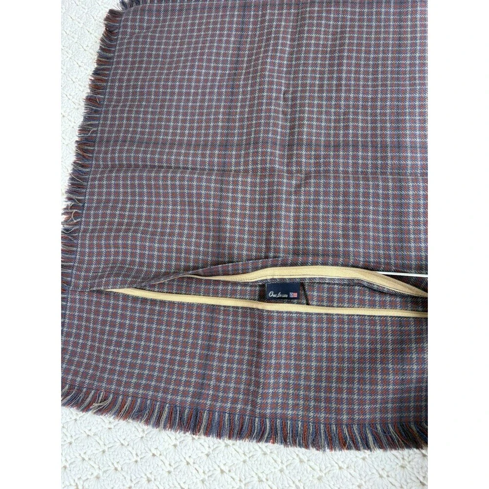 Wool Pillow Sham Checked Lexington Beacon Hill 21” Square Blue Red Tan NEW